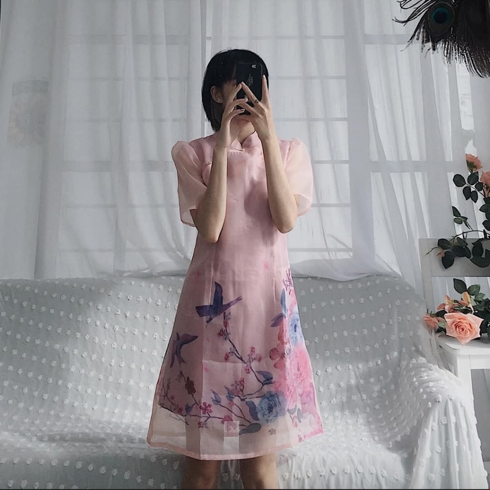 Pink Floral Cheongsam - Picture 3 of 7
